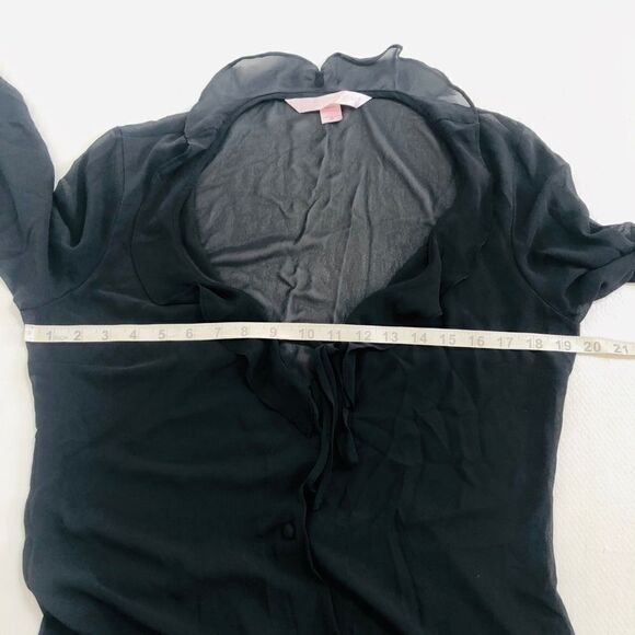 🌹VICTORIAS SECRET Womens Top M Bouse Black Sheer - Picture 3 of 7
